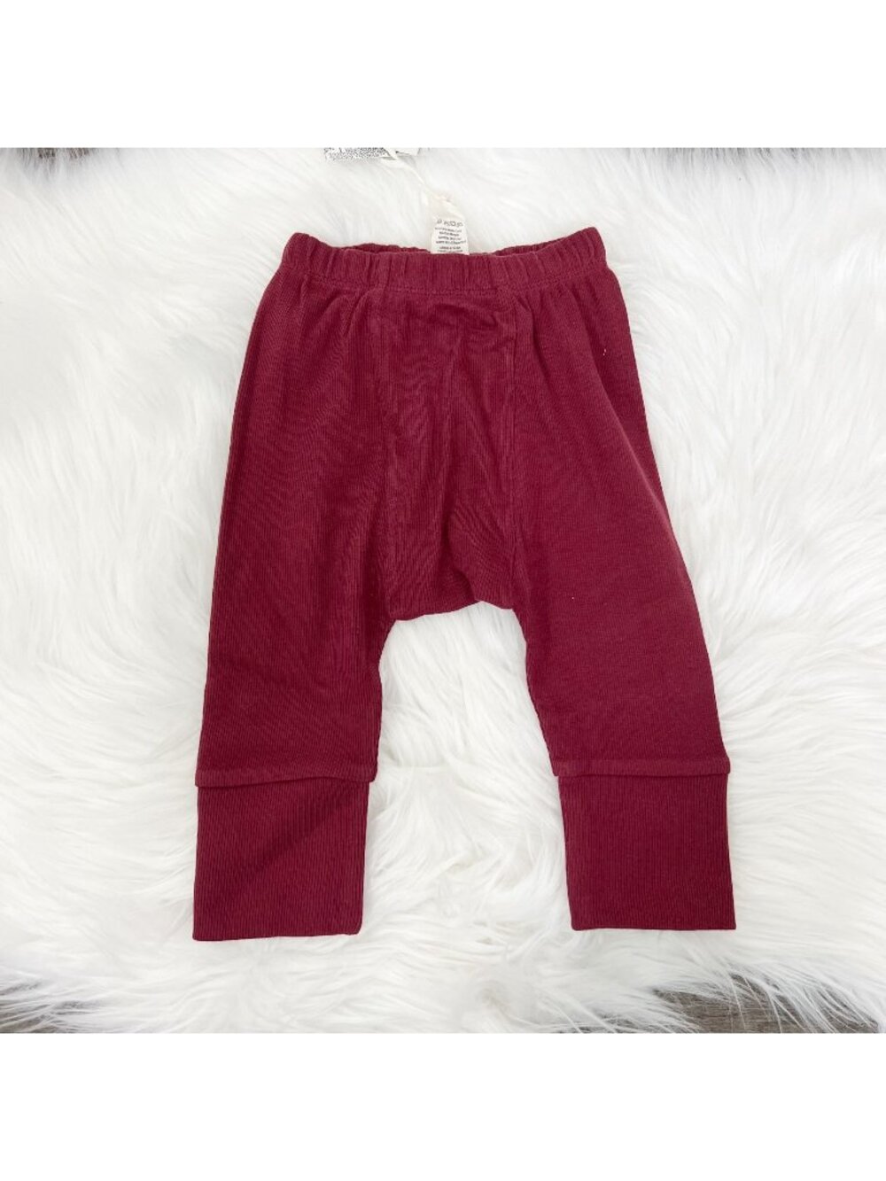 Kate Quinn Toddler 12-18M Port Maroon Burgundy Organic Ribbed Classic Panda Pant